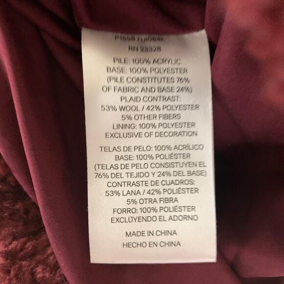 Pendleton Burgundy Zip Front Fleece Teddy Jacket Women's Size Medium - Picture 8 of 8